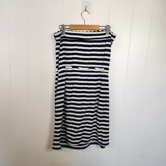 St Tropez Navy White Nautical Stripe Beach Swim Cover-Up Dress Size Large - Picture 2 of 9